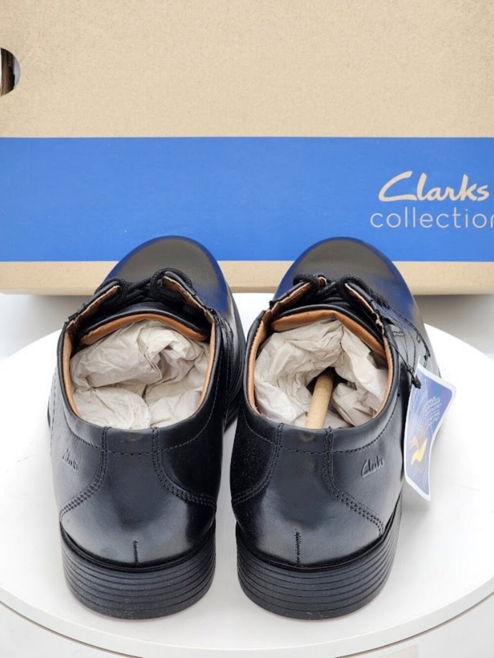 Clarks Whiddon Plain Black Leather Oxford Dress Shoes Men’s Size 8 - Picture 4 of 11